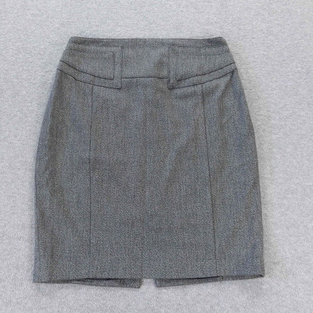 Express Pencil Skirt 6 Grey Knee Length Slit Lined Career Office Back Buckle